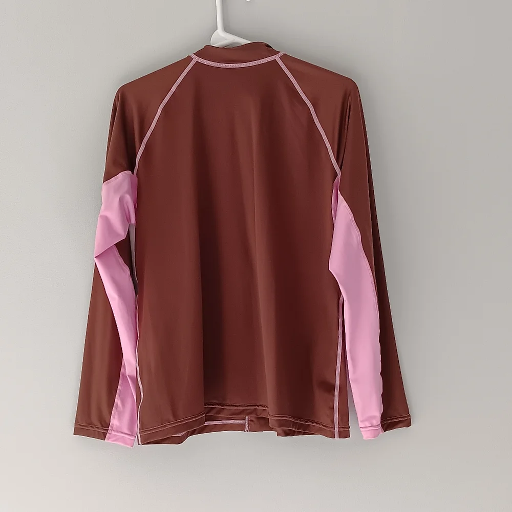 DuckSkinz UV & H2O Armor Long-Sleeved Full ZIp Jacket Brown Pink Medium